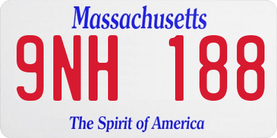 MA license plate 9NH188