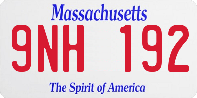 MA license plate 9NH192