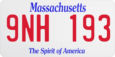 MA license plate 9NH193