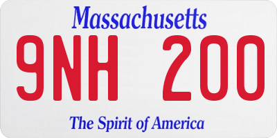 MA license plate 9NH200
