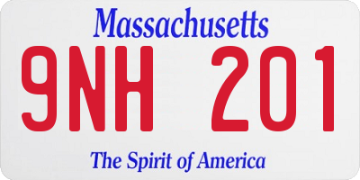 MA license plate 9NH201