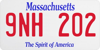 MA license plate 9NH202