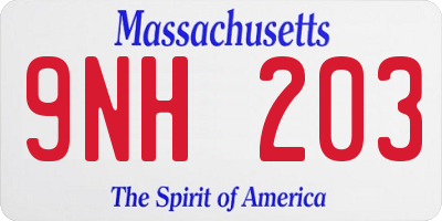 MA license plate 9NH203