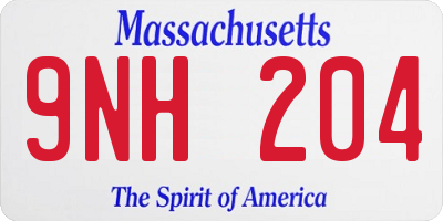 MA license plate 9NH204