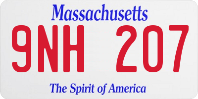 MA license plate 9NH207