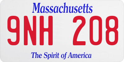 MA license plate 9NH208
