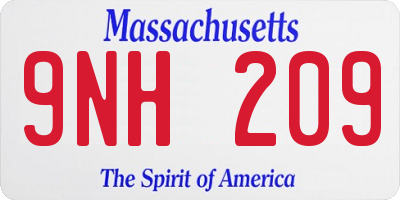 MA license plate 9NH209