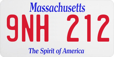 MA license plate 9NH212
