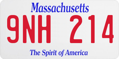 MA license plate 9NH214