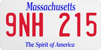 MA license plate 9NH215