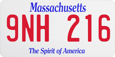 MA license plate 9NH216