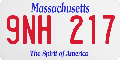 MA license plate 9NH217