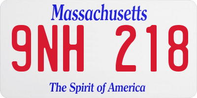 MA license plate 9NH218