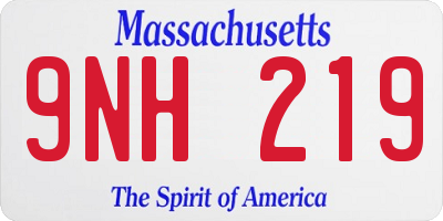 MA license plate 9NH219