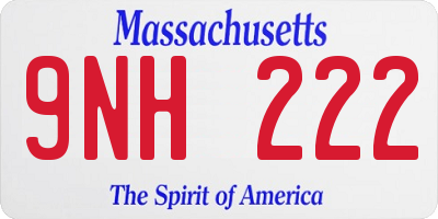 MA license plate 9NH222