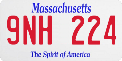 MA license plate 9NH224