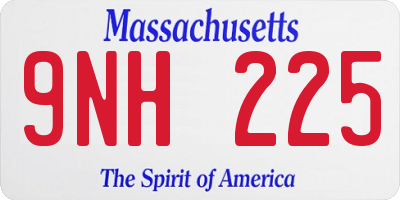 MA license plate 9NH225