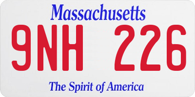 MA license plate 9NH226