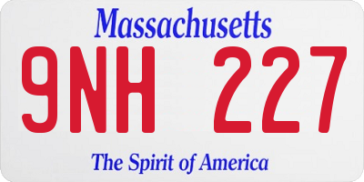 MA license plate 9NH227