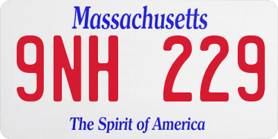 MA license plate 9NH229