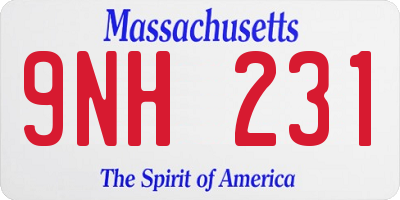 MA license plate 9NH231