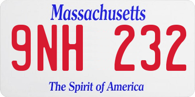 MA license plate 9NH232