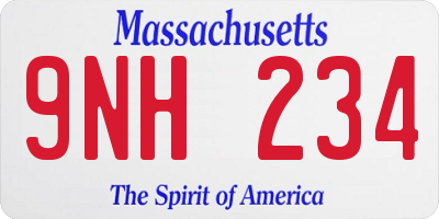 MA license plate 9NH234
