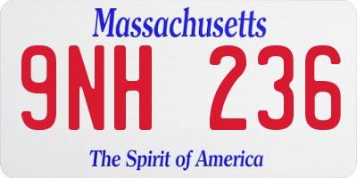 MA license plate 9NH236