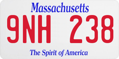 MA license plate 9NH238