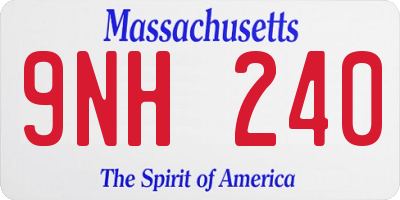 MA license plate 9NH240