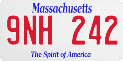 MA license plate 9NH242