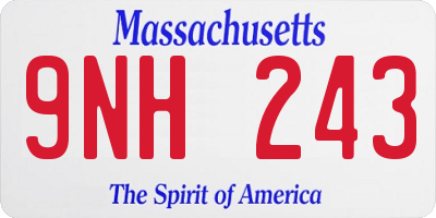MA license plate 9NH243