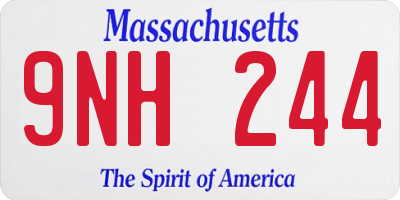 MA license plate 9NH244
