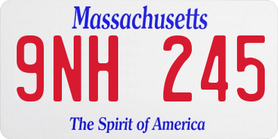 MA license plate 9NH245