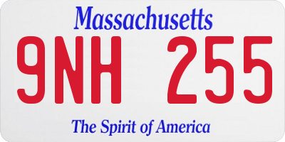 MA license plate 9NH255