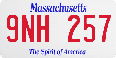 MA license plate 9NH257