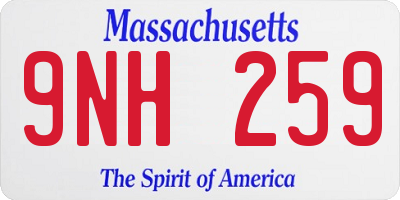 MA license plate 9NH259