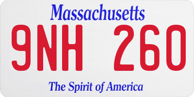 MA license plate 9NH260