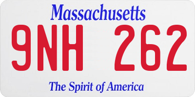 MA license plate 9NH262