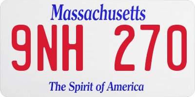 MA license plate 9NH270