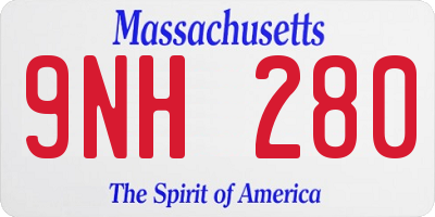 MA license plate 9NH280