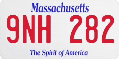 MA license plate 9NH282