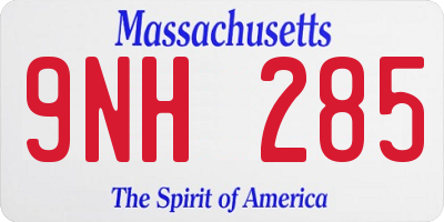 MA license plate 9NH285