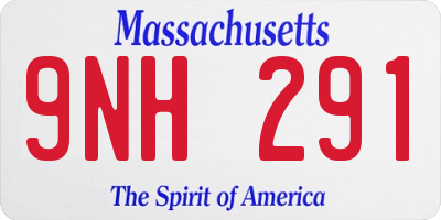 MA license plate 9NH291