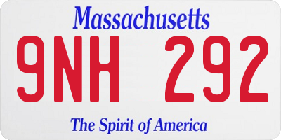 MA license plate 9NH292