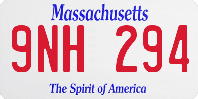 MA license plate 9NH294