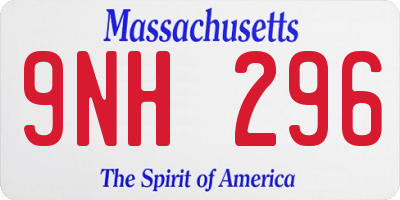 MA license plate 9NH296