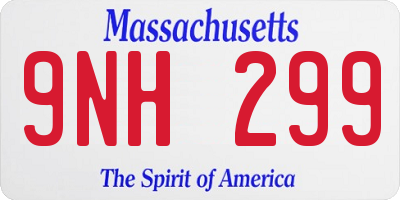 MA license plate 9NH299