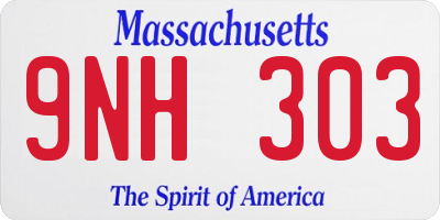 MA license plate 9NH303