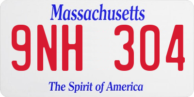 MA license plate 9NH304
